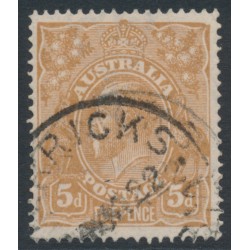 AUSTRALIA - 1917 5d brown KGV, 'retouched NE [state IV]' [1R59], used – ACSC # 123Evec