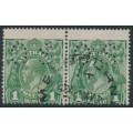 AUSTRALIA - 1924 1d green KGV, 'dry ink' + 'secret mark' + misplaced perfs, used – ACSC # 77C(3)d+ba+c