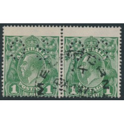 AUSTRALIA - 1924 1d green KGV, 'dry ink' + 'secret mark' + misplaced perfs, used – ACSC # 77C(3)d+ba+c AUSTRALIA - 1924 1d green KGV, 'dry ink' + 'secret mark' + misplaced perfs, used – ACSC # 77C(3)d+ba+c