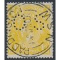 AUSTRALIA - 1916 4d lime-yellow KGV, perf. OS, used – ACSC # 110Db AUSTRALIA - 1916 4d lime-yellow KGV, perf. OS, used – ACSC # 110Db