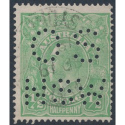 AUSTRALIA - 1915 ½d green KGV, 'clubbed fraction bar' [3R11], used – ACSC # 63F(3)r+ba