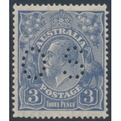 AUSTRALIA - 1926 3d blue KGV, SM watermark, p.14¼:14, perf. OS, MH – ACSC # 106Cba AUSTRALIA - 1926 3d blue KGV, SM watermark, p.14¼:14, perf. OS, MH – ACSC # 106Cba