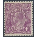 AUSTRALIA - 1921 4d dull violet KGV, single watermark, MH – ACSC # 111A AUSTRALIA - 1921 4d dull violet KGV, single watermark, MH – ACSC # 111A