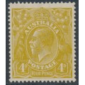 AUSTRALIA - 1924 4d olive KGV, single watermark, MH – ACSC # 114A AUSTRALIA - 1924 4d olive KGV, single watermark, MH – ACSC # 114A
