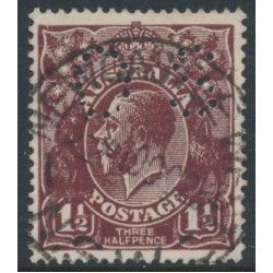 AUSTRALIA - 1919 1½d intense deep chocolate KGV, LM watermark, used – ACSC # 86Eba