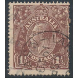 AUSTRALIA - 1924 1½d brown KGV, single watermark, 'damaged cliché' [7R54], used – ACSC # 85B(7)m