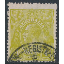 AUSTRALIA - 1929 4d olive KGV, 'Kangaroo's tongue' [4L25], used – ACSC # 116B(4)e