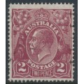 AUSTRALIA - 1927 2d brown KGV, SM wmk, p.14¼:14, 'damaged UL' [16R9], used – ACSC # 98A(16)p