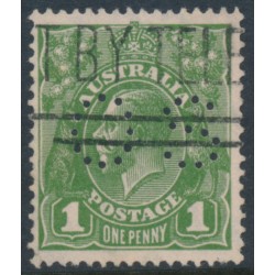 AUSTRALIA - 1933 1d green KGV Head, CofA watermark, perf. OS, used – ACSC # 82D AUSTRALIA - 1933 1d green KGV Head, CofA watermark, perf. OS, used – ACSC # 82D