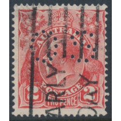 AUSTRALIA - 1933 2d red KGV Head, CofA watermark, perf. OS, used – ACSC # 103B AUSTRALIA - 1933 2d red KGV Head, CofA watermark, perf. OS, used – ACSC # 103B