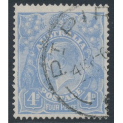 AUSTRALIA - 1922 4d blue KGV, ‘cracked electro [state II]’ [1L32], used – ACSC # 112A(1)ea