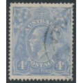 AUSTRALIA - 1922 4d blue KGV, ‘thin FOUR PENCE’ [2R12], used – ACSC # 112A(1)eb