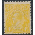 AUSTRALIA - 1916 4d lemon-yellow KGV, single watermark, MH – ACSC # 110C