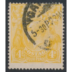 AUSTRALIA - 1916 4d orange KGV, 'flaw below PO' [2L8], used – ACSC # 110F(2)e