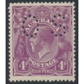AUSTRALIA - 1921 4d violet KGV, single watermark, perf. OS, MH – ACSC # 111Ab