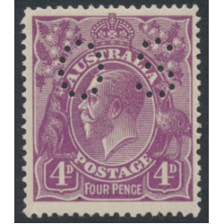AUSTRALIA - 1921 4d violet KGV, single watermark, perf. OS, MH – ACSC # 111Ab