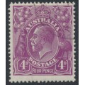 AUSTRALIA - 1921 4d violet KGV, ‘scratches Emu & frame’ [2L31], CTO – ACSC # 111A(2)j+w