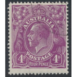 AUSTRALIA - 1921 4d violet KGV, ‘scratches Emu & frame’ [2L31], CTO – ACSC # 111A(2)j+w