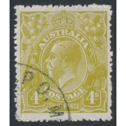 AUSTRALIA - 1924 4d olive KGV, single watermark, coarse paper, CTO – ACSC # 114Baa+w