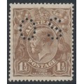 AUSTRALIA - 1919 1½d brown KGV, LM watermark, 'cracked electro', used – ACSC # 86C(U)j+ba AUSTRALIA - 1919 1½d brown KGV, LM watermark, 'cracked electro', used – ACSC # 86C(U)j+ba