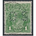 AUSTRALIA - 1924 1d green KGV, no watermark, perf. OS, used – ACSC # 79ba AUSTRALIA - 1924 1d green KGV, no watermark, perf. OS, used – ACSC # 79ba