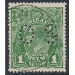 AUSTRALIA - 1924 1d green KGV, no watermark, perf. OS, used – ACSC # 79ba
