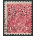 AUSTRALIA - 1924 1½d red KGV, no watermark, perf. OS, used – ACSC # 90Aba AUSTRALIA - 1924 1½d red KGV, no watermark, perf. OS, used – ACSC # 90Aba