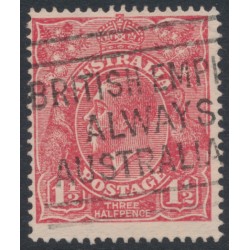 AUSTRALIA - 1924 1½d red KGV, no watermark, 'scratched electro' [17R3], used – ACSC # 90D(17)l