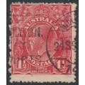 AUSTRALIA - 1924 1½d red KGV, no watermark, 'broken frame' [18L25], used – ACSC # 90A(18)i