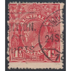 AUSTRALIA - 1924 1½d red KGV, no watermark, 'broken frame' [18L25], used – ACSC # 90A(18)i