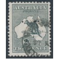 AUSTRALIA - 1913 2d very deep grey Kangaroo, 1st watermark, T-perfin, used – ACSC # 5C AUSTRALIA - 1913 2d very deep grey Kangaroo, 1st watermark, T-perfin, used – ACSC # 5C
