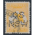 AUSTRALIA - 1913 4d orange Kangaroo, 1st watermark, perf. OS NSW, used – ACSC # 15Abb AUSTRALIA - 1913 4d orange Kangaroo, 1st watermark, perf. OS NSW, used – ACSC # 15Abb