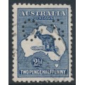 AUSTRALIA - 1913 2½d indigo Kangaroo, 1st watermark, perf. small OS, used – ACSC # 9Abb AUSTRALIA - 1913 2½d indigo Kangaroo, 1st watermark, perf. small OS, used – ACSC # 9Abb