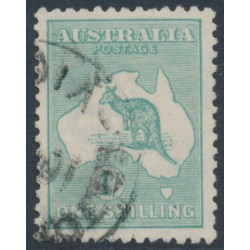 AUSTRALIA - 1920 1/- blue-green Kangaroo, die IIB, 3rd watermark, used – ACSC # 33A