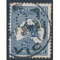 AUSTRALIA - 1913 2½d indigo Kangaroo, 1st watermark, perf. small OS, used – ACSC # 9Abb AUSTRALIA - 1913 2½d indigo Kangaroo, 1st watermark, perf. small OS, used – ACSC # 9Abb
