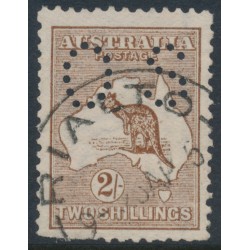 AUSTRALIA - 1913 2/- brown Kangaroo, 1st watermark, perf. small OS, used – ACSC # 35Abb