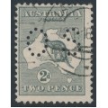 AUSTRALIA - 1915 2d grey Kangaroo, 2nd watermark, perf. OS, used – ACSC # 6Aba AUSTRALIA - 1915 2d grey Kangaroo, 2nd watermark, perf. OS, used – ACSC # 6Aba