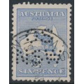 AUSTRALIA - 1915 6d ultramarine Kangaroo, 2nd watermark, perf. OS NSW, used – ACSC # 18Aba AUSTRALIA - 1915 6d ultramarine Kangaroo, 2nd watermark, perf. OS NSW, used – ACSC # 18Aba
