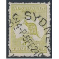 AUSTRALIA - 1923 3d olive Kangaroo, die IIB, 3rd watermark, used – ACSC # 14A AUSTRALIA - 1923 3d olive Kangaroo, die IIB, 3rd watermark, used – ACSC # 14A