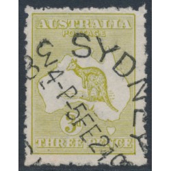 AUSTRALIA - 1923 3d olive Kangaroo, die IIB, 3rd watermark, used – ACSC # 14A