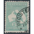 AUSTRALIA - 1920 1/- blue-green Kangaroo, die IIB, 3rd watermark, used – ACSC # 33A AUSTRALIA - 1920 1/- blue-green Kangaroo, die IIB, 3rd watermark, used – ACSC # 33A