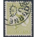 AUSTRALIA - 1915 3d olive Kangaroo, inverted 3rd watermark, perf. OS, used – ACSC # 13Ib+a AUSTRALIA - 1915 3d olive Kangaroo, inverted 3rd watermark, perf. OS, used – ACSC # 13Ib+a