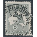AUSTRALIA - 1913 2d grey Kangaroo, 1st watermark, 'spur NW corner' [1L27], used – ACSC # 5A(1)i