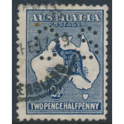 AUSTRALIA - 1913 2½d indigo Kangaroo, 1st watermark, perf. small OS, used – ACSC # 9Abb