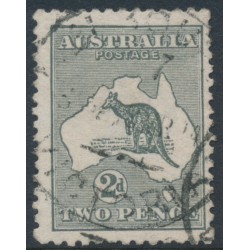 AUSTRALIA - 1913 2d grey Kangaroo, 1st watermark, 'retouched NW' [1L18], used – ACSC # 5A(1)h
