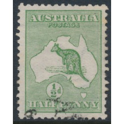 AUSTRALIA - 1913 ½d green Kangaroo, inverted 1st watermark, used – ACSC # 1Aa
