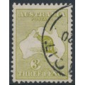 AUSTRALIA - 1915 3d olive-green Kangaroo, die II, 3rd watermark, used – ACSC # 13L AUSTRALIA - 1915 3d olive-green Kangaroo, die II, 3rd watermark, used – ACSC # 13L