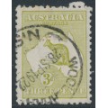 AUSTRALIA - 1915 3d olive-green Kangaroo, die II, 3rd watermark, used – ACSC # 13L AUSTRALIA - 1915 3d olive-green Kangaroo, die II, 3rd watermark, used – ACSC # 13L