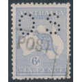 AUSTRALIA - 1921 6d blue Kangaroo, die IIB, 3rd watermark, perf. OS, used – ACSC # 20Cb AUSTRALIA - 1921 6d blue Kangaroo, die IIB, 3rd watermark, perf. OS, used – ACSC # 20Cb