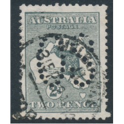 AUSTRALIA - 1913 2d grey Kangaroo, 1st watermark, 'retouched NW' [1L18], used – ACSC # 5B(1)h+bb